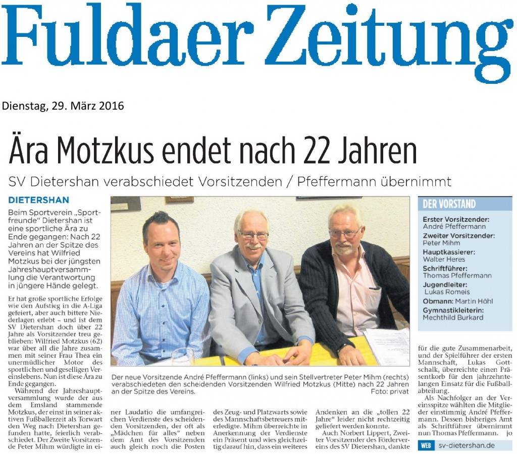Bericht von der JHV des SVD aus der FZ vom 29_03_2016